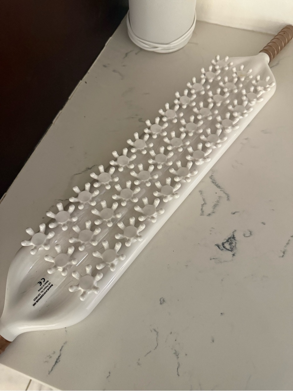 White Wooden-Handled Body Massager with Textured Nodes